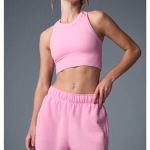 ALO Yoga Seamless Delight High Neck Bra in Sweet Pink